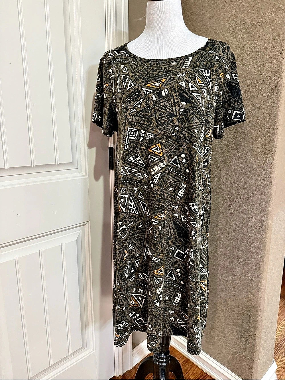 LuLaRoe Julia Geometric Maxi Dress Brown XL